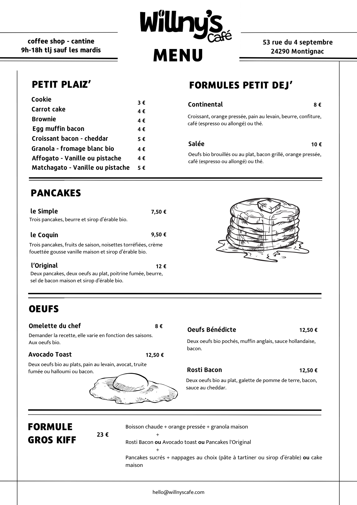 Menu Willny's p1